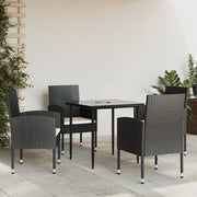 Set da Pranzo da Giardino 5 pz Nero in Polyrattan e Acciaio 3203305