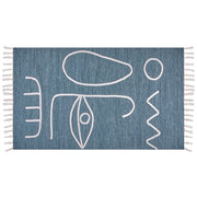Tappeto blu 80 x 150 cm poliestere con nappe stile boho soggiorno camera da letto