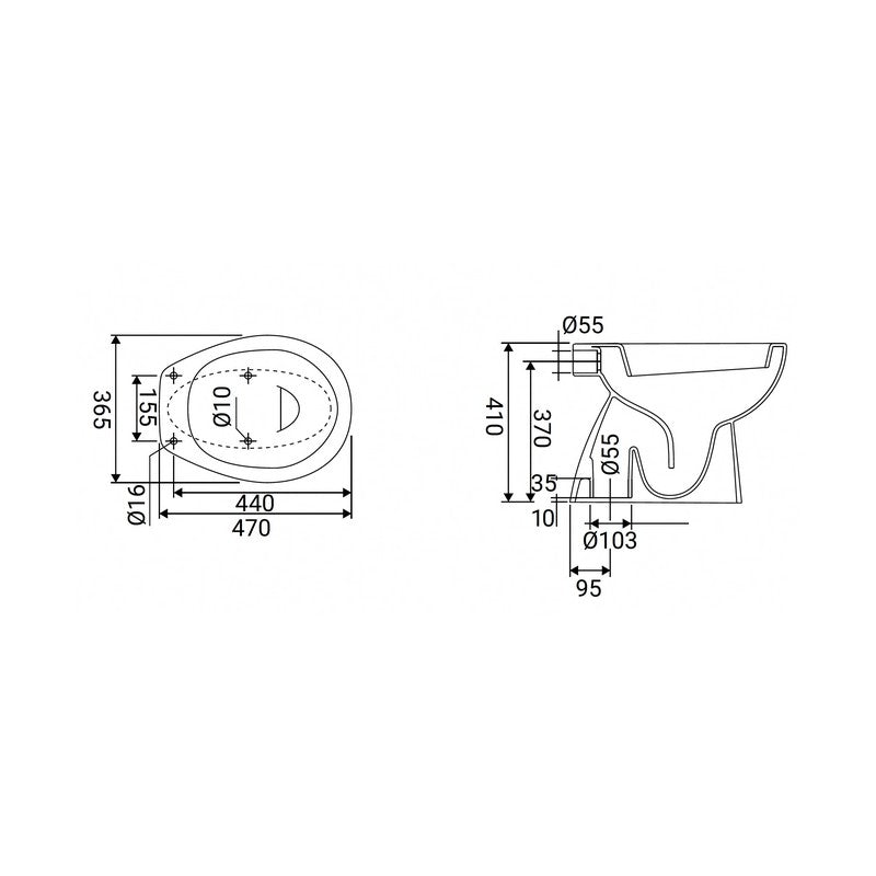 Vaso Scarico Pavimento Serie Alda Bianco