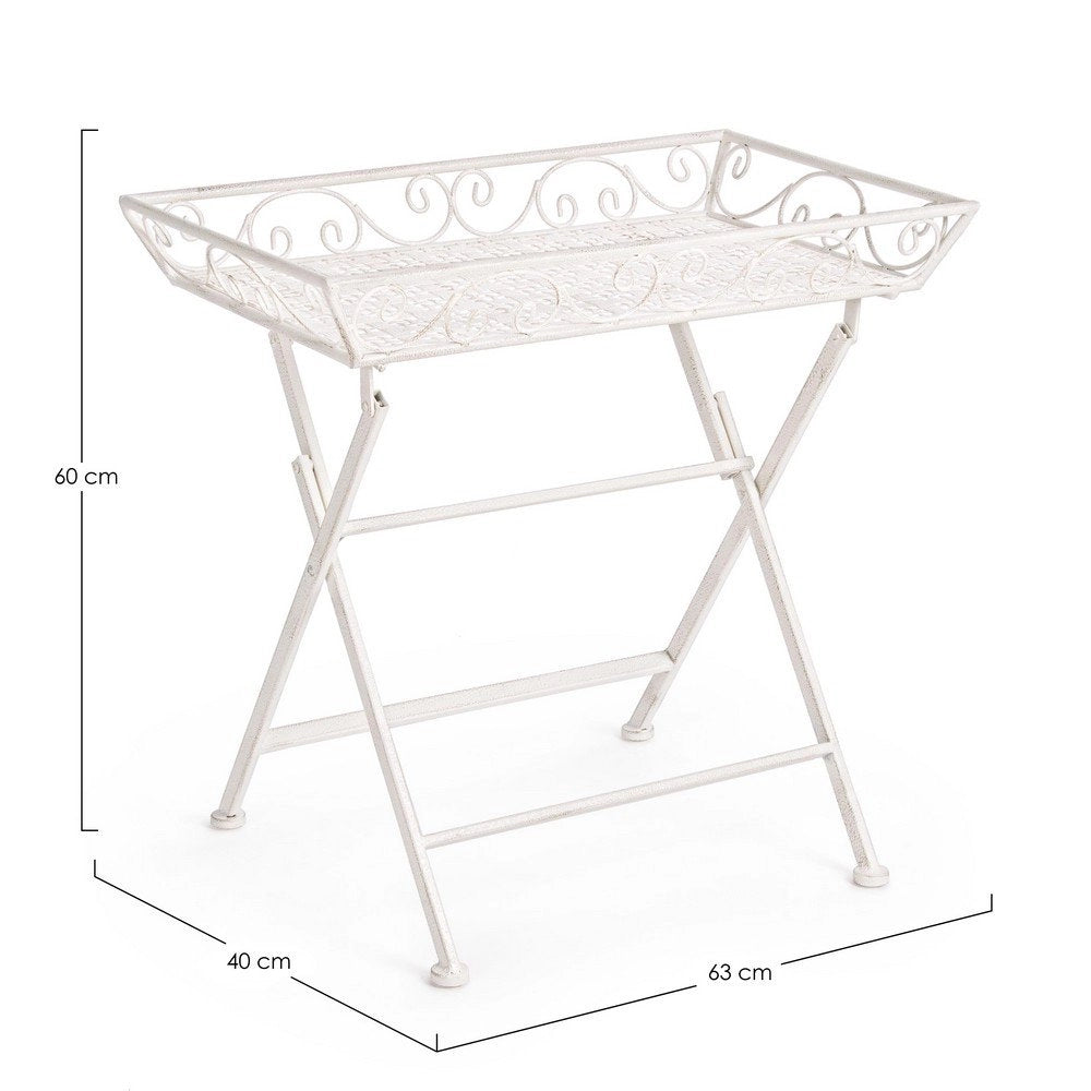 Set 2 Tavolini Rettangolari Acciaio Bianco Stile Rustico - IRENE