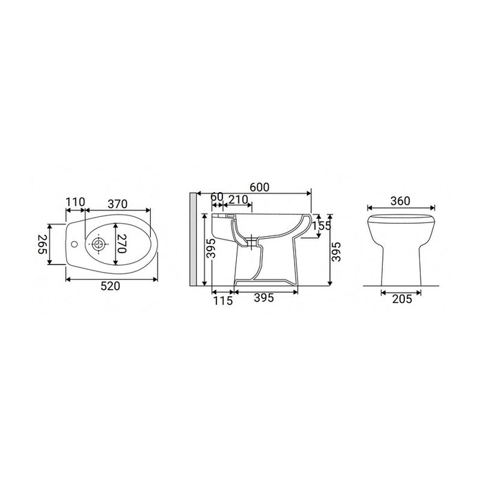 Bidet Monoforo Serie Alda Bianco