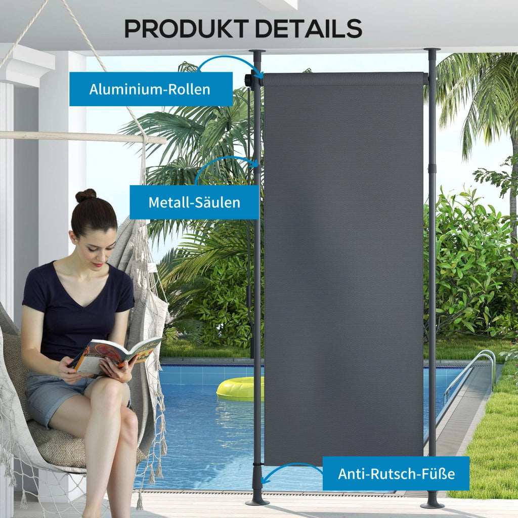 Tenda da sole esterna regolabile ¨C zephmum ¨C alluminio 120x220-310cm grigio scuro