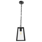 Lampada a sospensione da esterno per l'illuminazione e la decorazione del giardino, struttura in alluminio opaco, paralume in vetro, nera