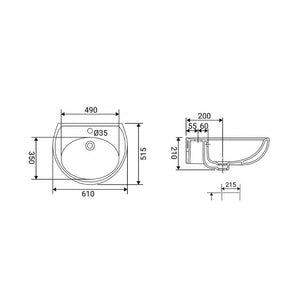 Lavabo Serie Volga 60 cm Bianco