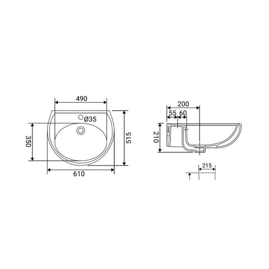 Lavabo Serie Volga 60 cm Bianco