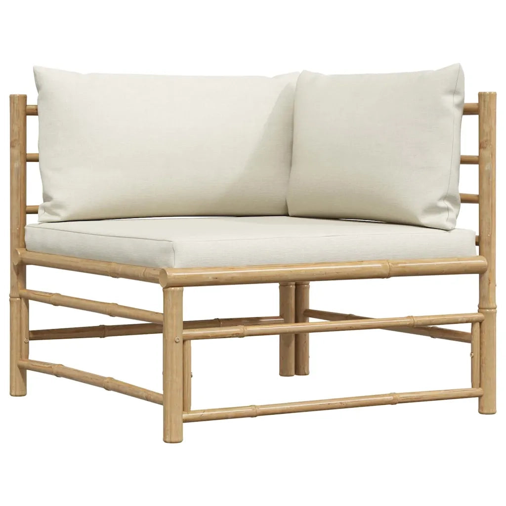 Salotto da Giardino-Set Divani da Giardino 2 pz con Cuscini Bianco Crema in Bamb¨´ 604948