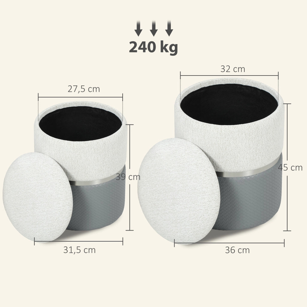 Poltrona Poggiapiedi con Contenitore ¨C Minimal ¨C Grigio Crema