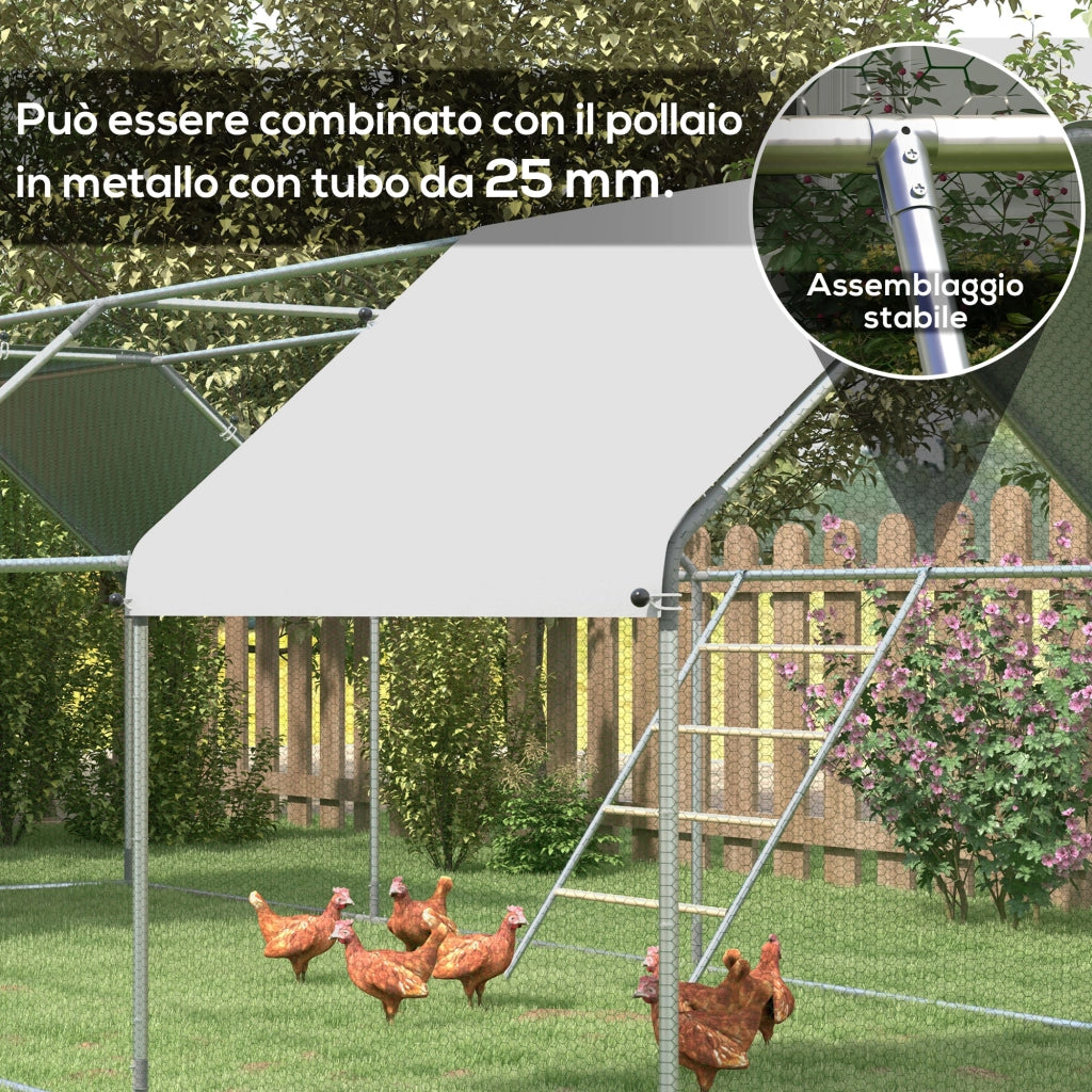 Trespolo per Galline a 4 Livelli per 4-6 Polli in Legno e Acciaio Zincato Colore Legno