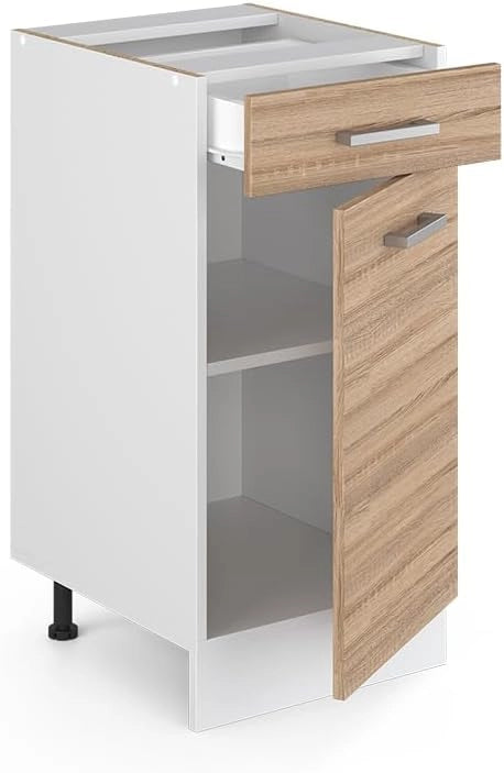 Mobiletto base per cucina R-Line, Sonoma, 40 cm senza piano di lavoro, per la libera combinazione all'interno di sistemi cucina modulari