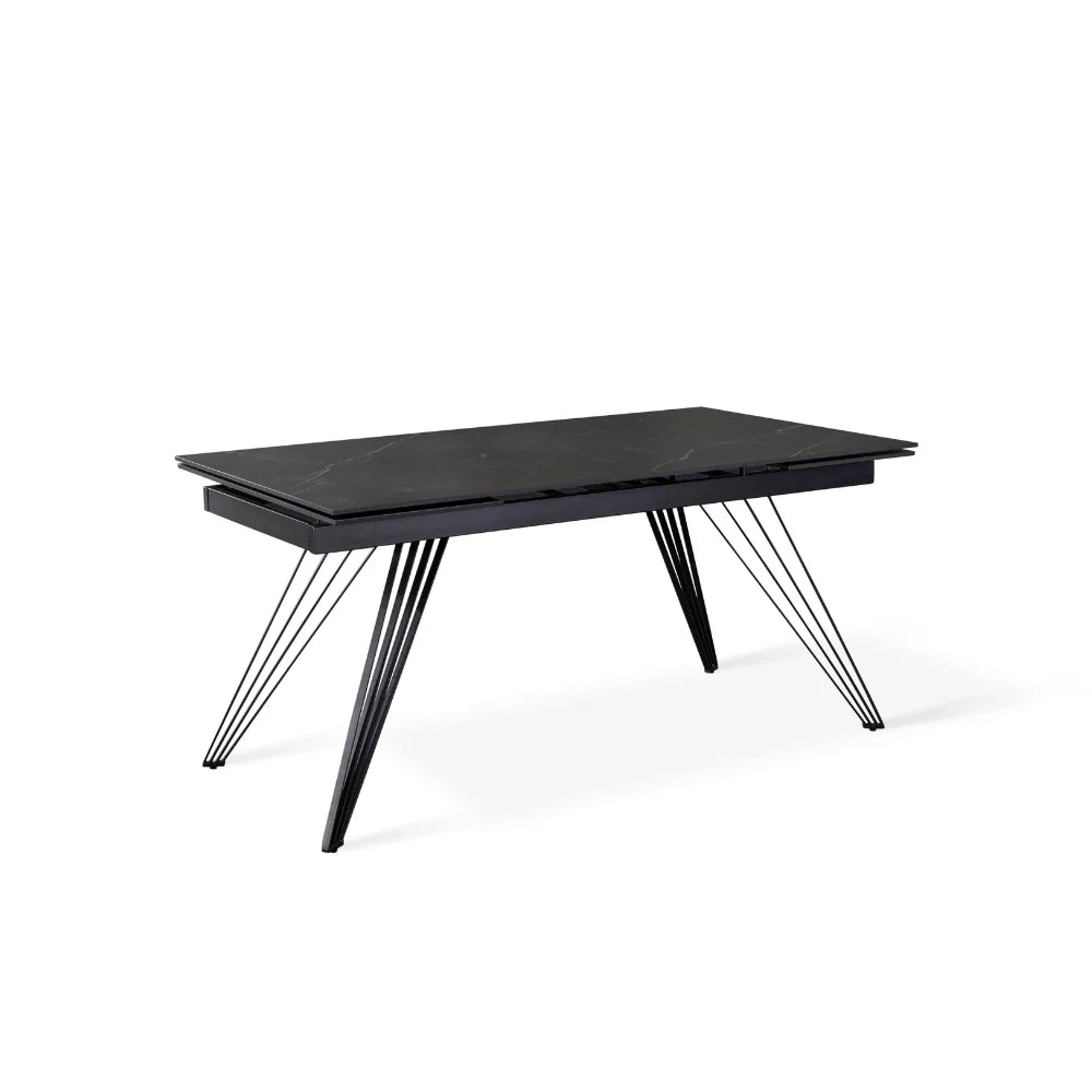 Tavolo da pranzo allungabile in ceramica effetto marmo nero Augustus 160-240x90 cm fino a 10 posti | Duzzle