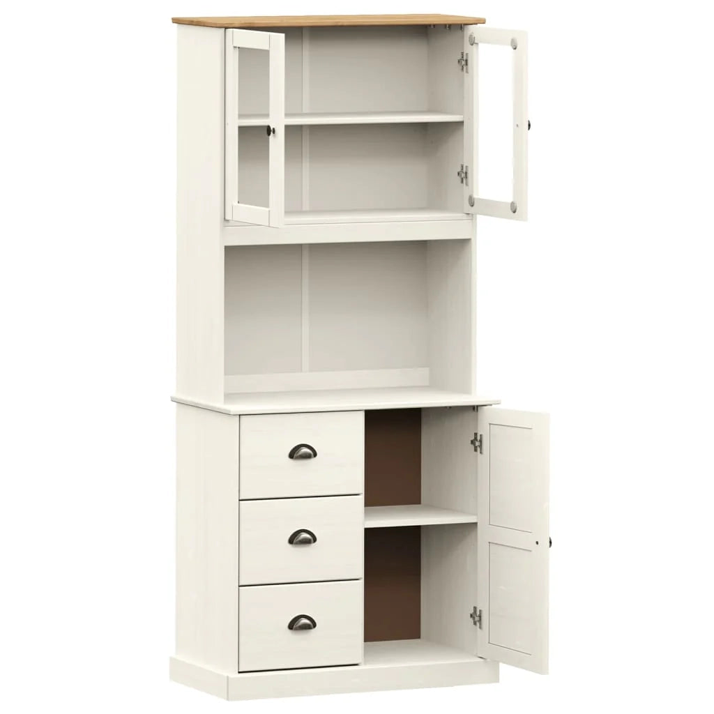 Buffet credenza cassettiera armadio mobile contenitore organizer cucina soggiorno salotto alto 78 x 40 x 175 cm legno massello di pino bianco 02_0035660