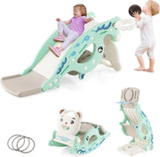 Scivolo a 4 in 1 con Cavallo Vibrazionale e Pannellista per Bambini di Età Prescolare