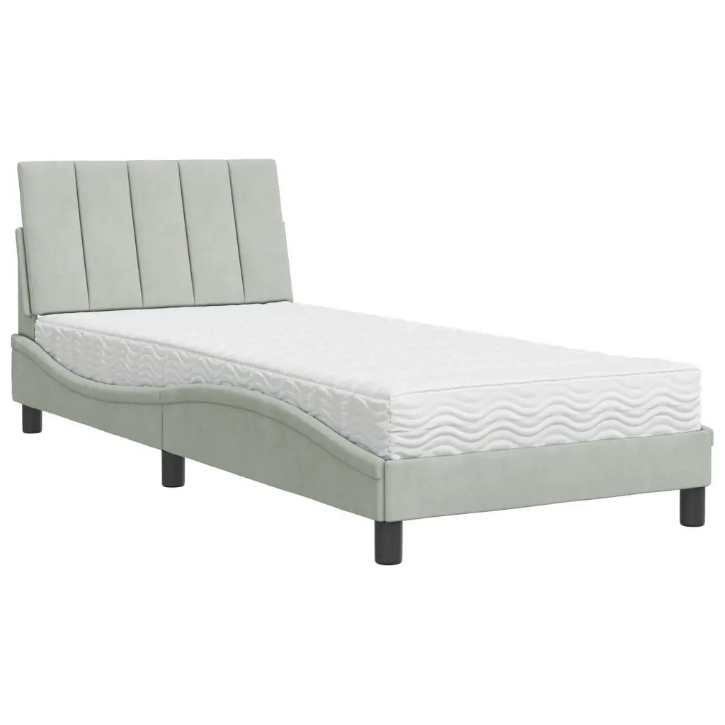 Letto con Materasso Grigio Chiaro 80x200 cm in Velluto