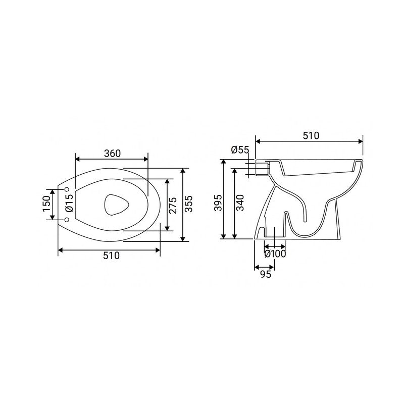 Vaso Scarico Pavimento Serie Volga Bianco