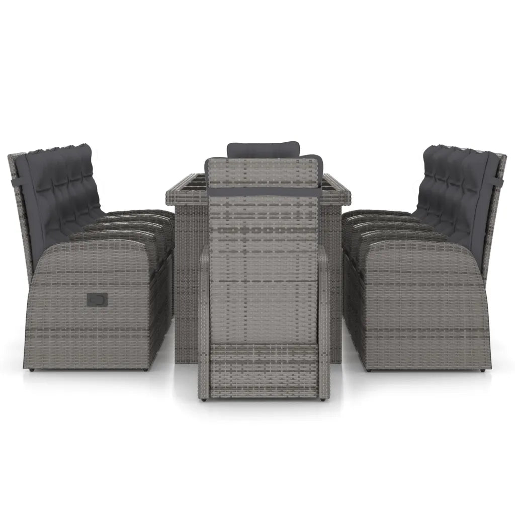 Set da Pranzo da Giardino 11 pz con Cuscini Polyrattan Grigio cod mxl 43045