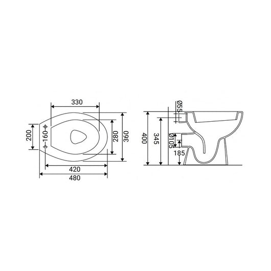 Vaso Scarico Parete Serie Volga Bianco