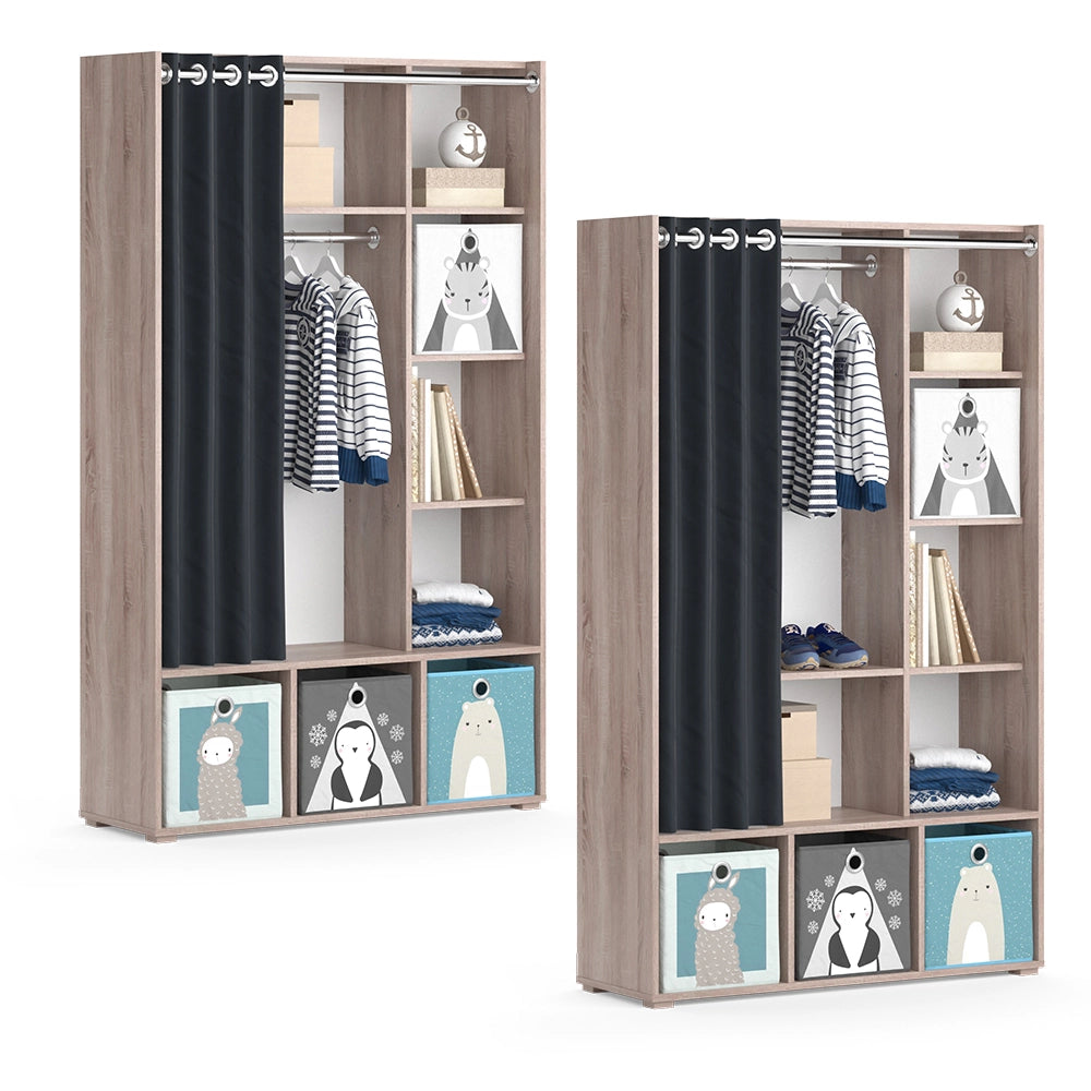 Vicco Guardaroba per bambini Sonoma 38 x 178.1 cm Con cassetti pieghevoli (grigio)