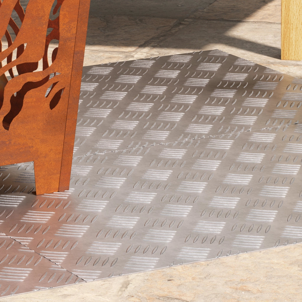 Lastre in Alluminio a Motivo a Scacchi - 4 pezzi Antiscivolo 80x50 cm