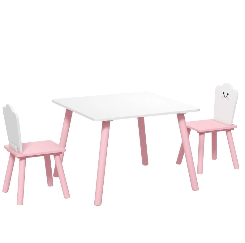 Set tavolo e 2 sedie Montessori per bambini rosa