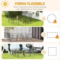 Recinto per Cani a 12 Pannelli Modulabili da 80x1.5x80 cm, Pieghevole con Porta in Acciaio, 12 Picchetti, Grigio