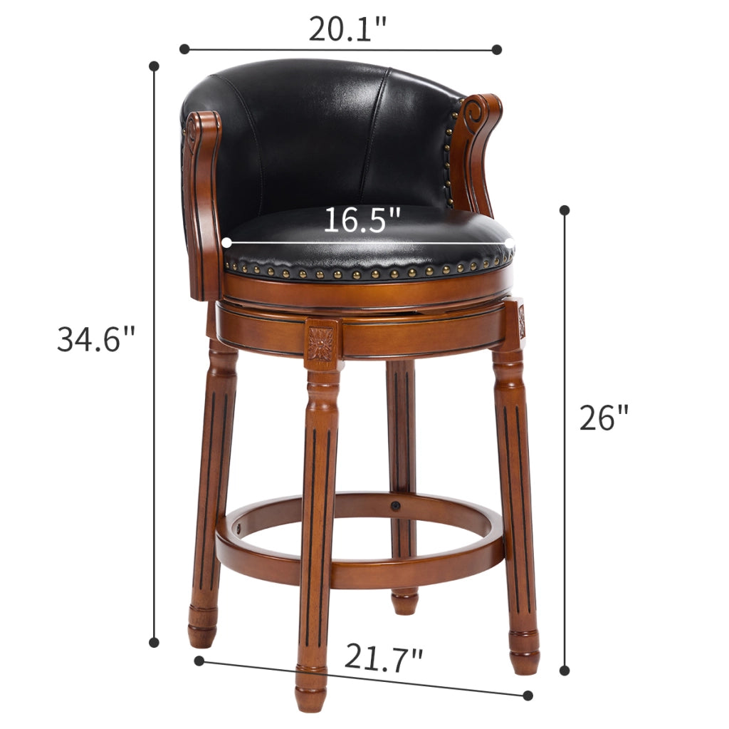 Sgabello da bar girevole 55,1 x 51,1 x 87,9 cm nero con schienale