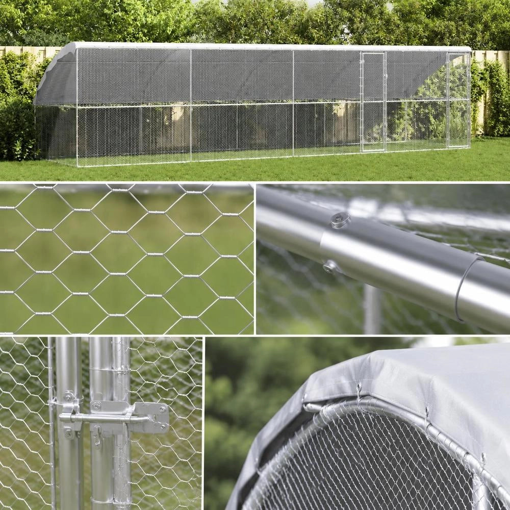 Chicken Cage, Silver, 800 X 200 X 198.5 Cm, Galvanized Steel