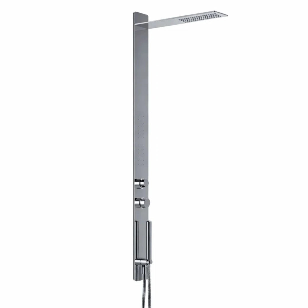 Colonna doccia 011 ad incasso acciaio inox lucida 3 funzioni 2 bocchette idro lombari p50xl12xh140