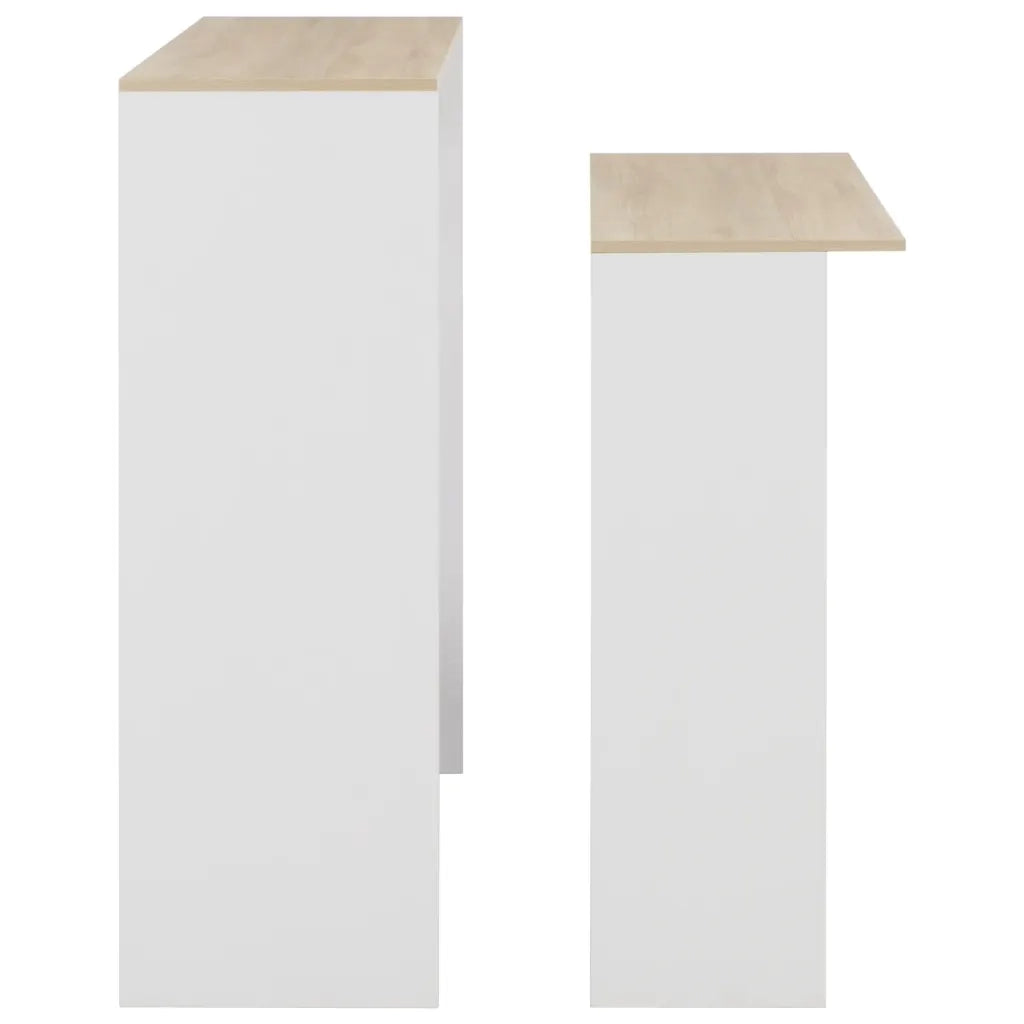Tavolo da Bar a 2 Livelli Bianco e Rovere 130x40x120 cm cod mxl 77920