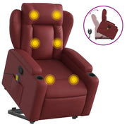 Poltrona | Sedia Relax Alzapersone Massaggi Reclinabile Rosso Vino Similpelle