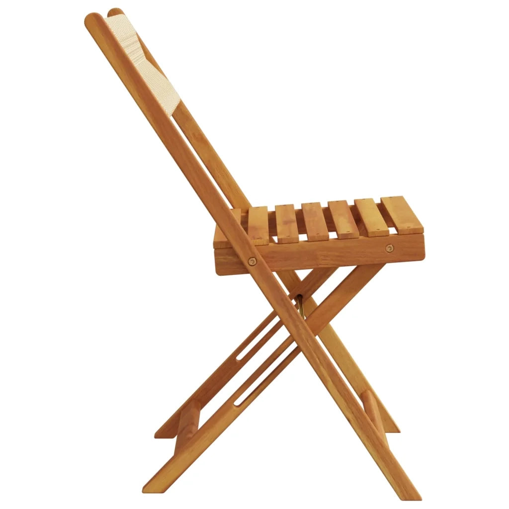 Sedie BistrÃ² 2pz Beige in Legno Massello di Acacia e Corda