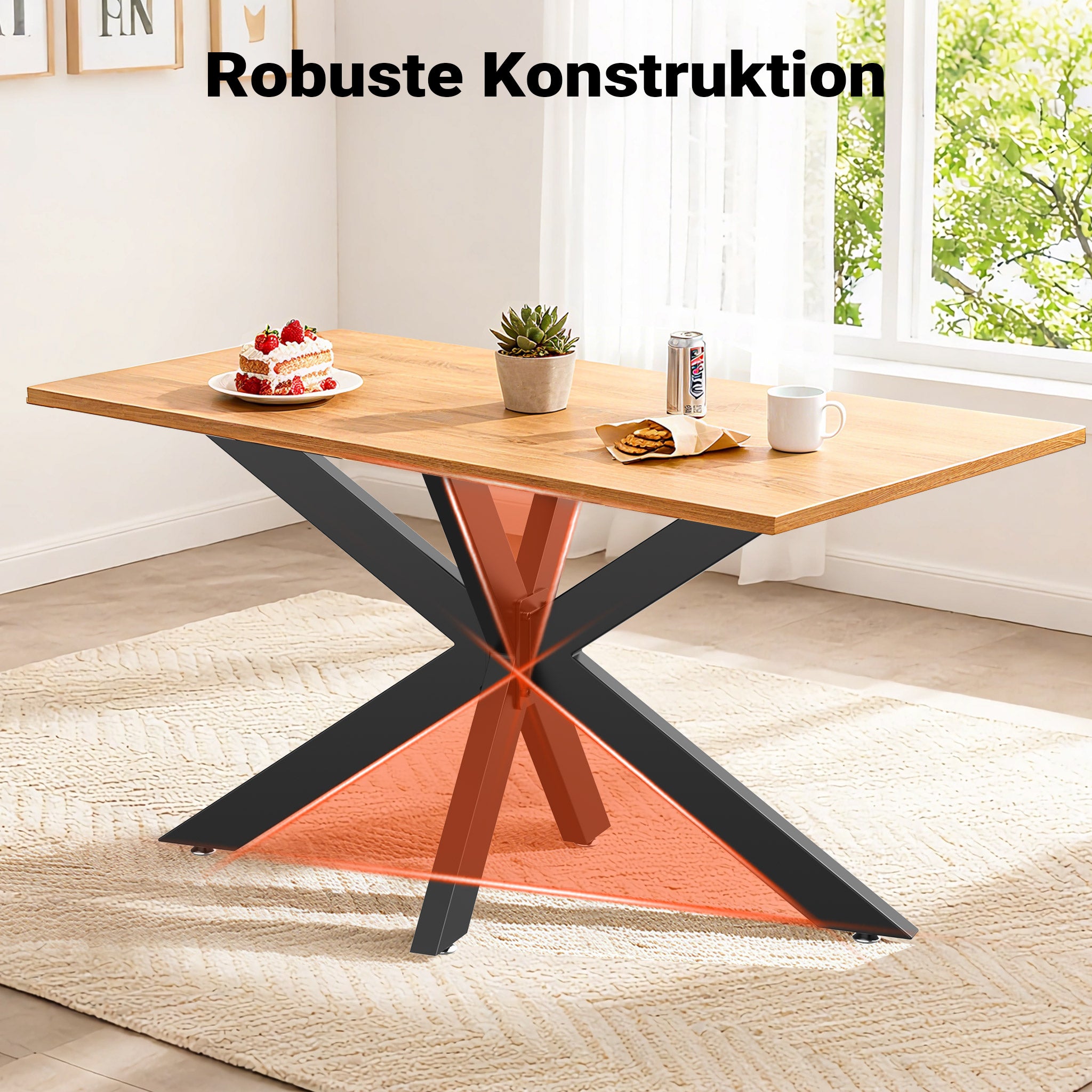 Telaio tavolo a gambe incrociate in acciaio 71x78x150cm nero struttura tavolo a ragno