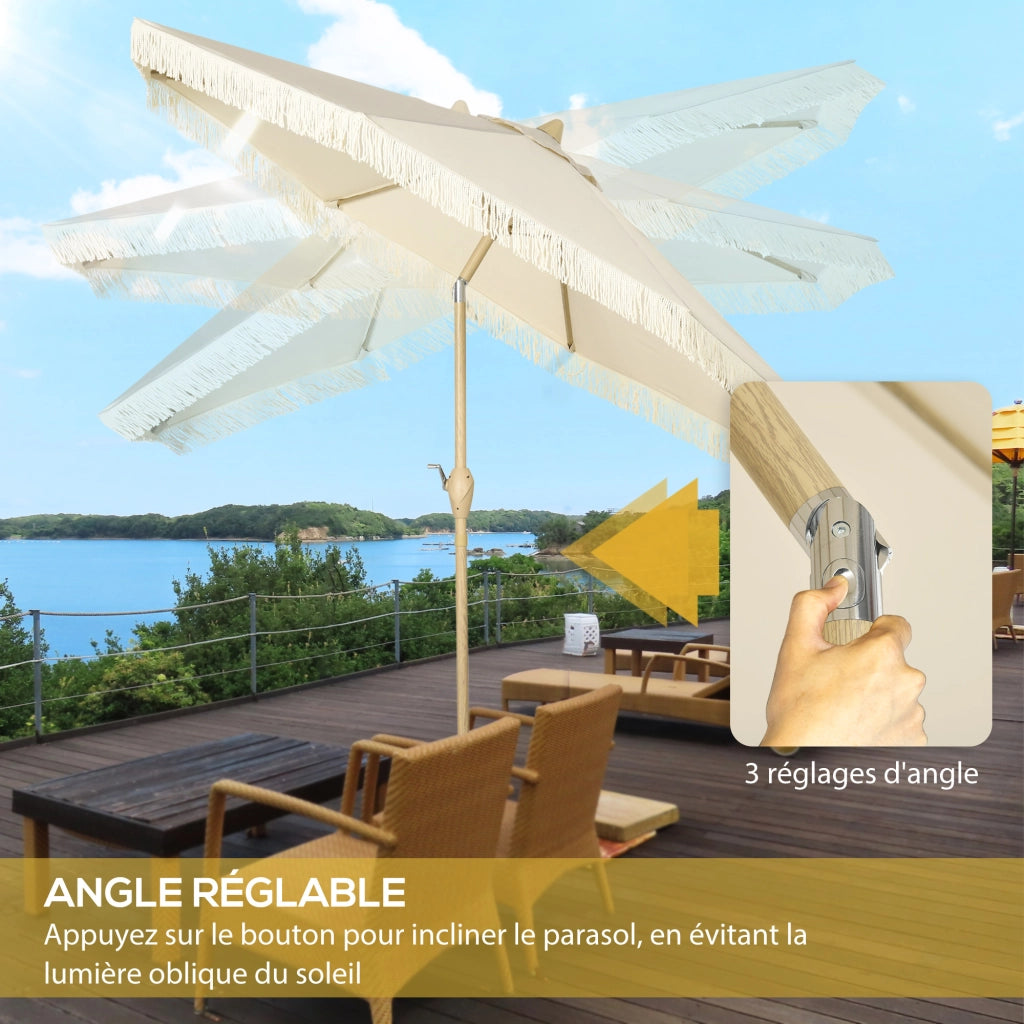 Parasole da giardino inclinabile con manovella ¨C zephmum ¨C crema ?265x244 cm