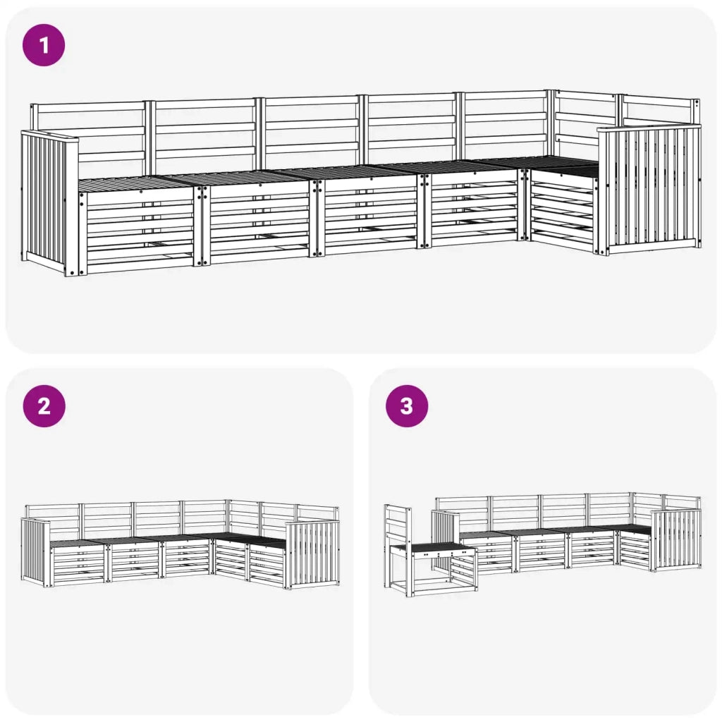 Set di divani da esterno 6 pcs Bianco 306 x 128,5 x 73 cm 3391909