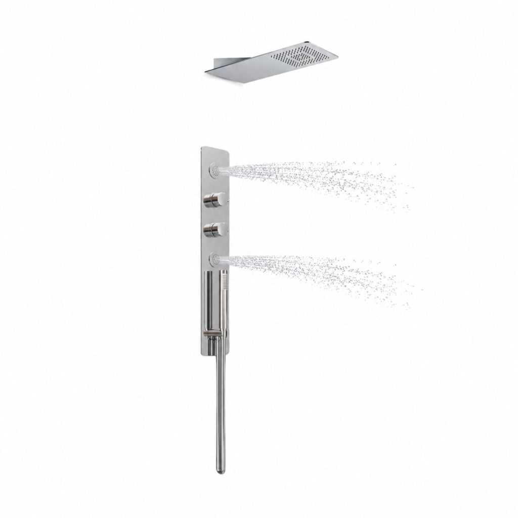 Wall kit a parete da incasso a muro acciaio inox + soffione doccia a parete acciaio inox punta quadrata
