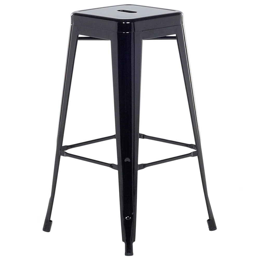 Set di 2 sgabelli da bar in Acciaio Nero 76 cm impilabili altezza bancone industriale