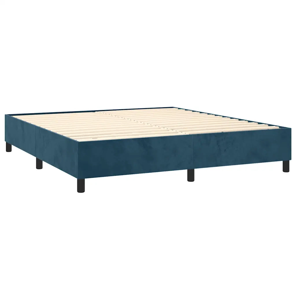Giroletto a Molle con Materasso Blu Scuro 160x200 cm in Velluto 3137915