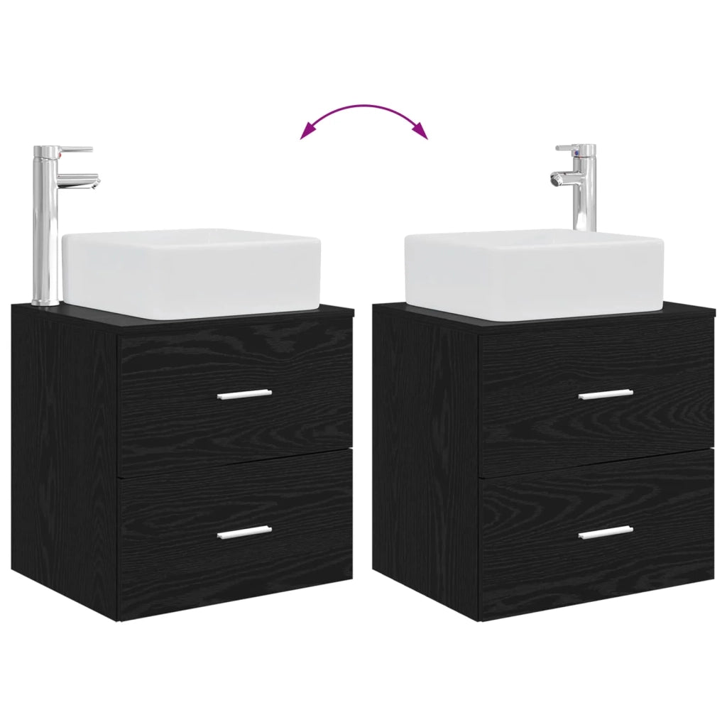 Set di mobili per il bagno 2 pz Rovere Nero 3403977