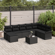 Set di divani da giardino composto da 9 pezzi in polyrattan beige