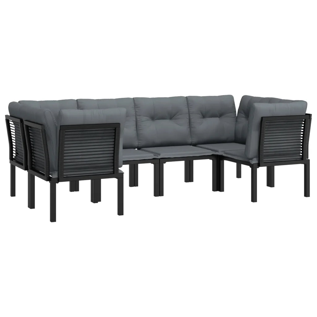Set Salotto da Giardino 6 pz | Set di Mobili da Esterno in Polyrattan Nero e Grigio
