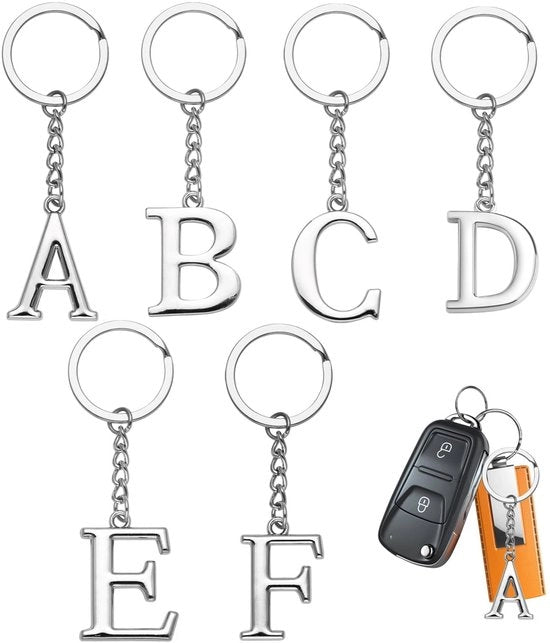 Sistema di 6 hanger per chiavi, lettere, hanger per chiavi per donne A-F, hanger metallico per lettere, hanger per tas zinco, universale per chiavi, borse, chiavi per auto
