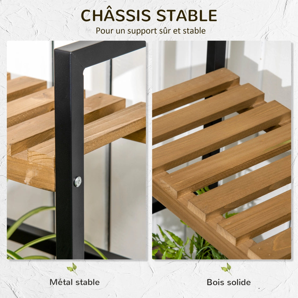 Portapiante a sospensione 3 livelli in legno ¨C zephmum ¨C marrone 80x36x174 cm