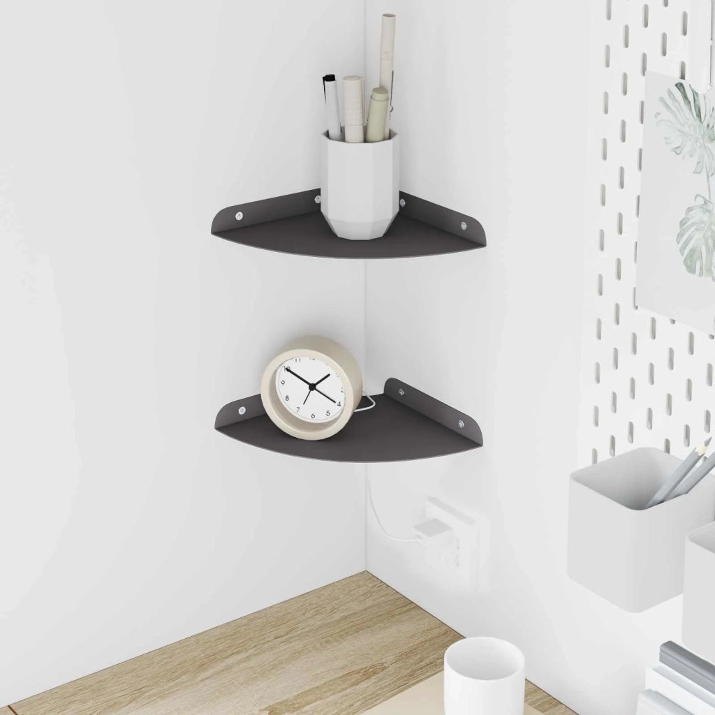 Mensola sospesa con lo scaffale 2 pcs Nero 18 x 18 x 2 cm