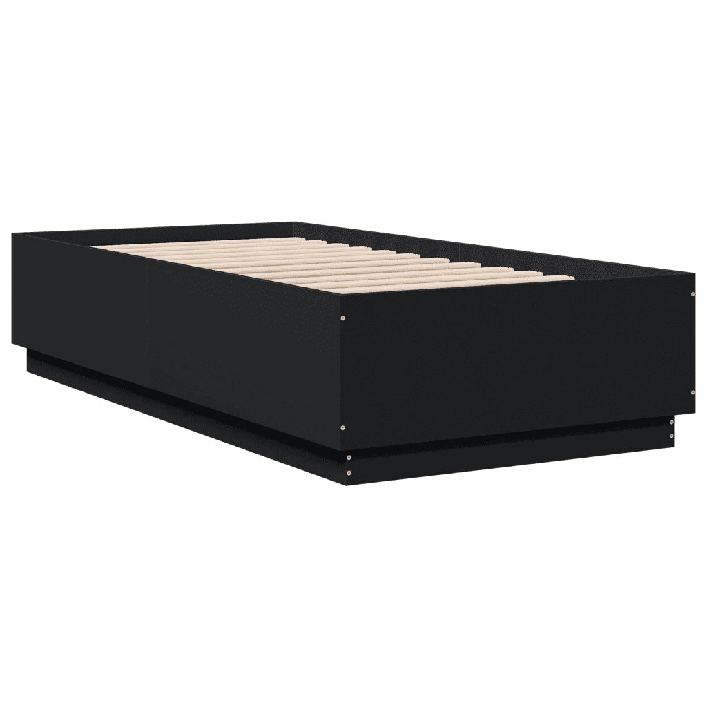 Giroletto con Luci LED-Struttura Letto Nero 75x190 cm in Legno Multistrato 353258