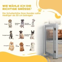 Cancelletto per Cani Autoportante, 4 Pannelli, Flessibile, Legno di Pino, 204L x 36P x 75H cm, Grigio Chiaro