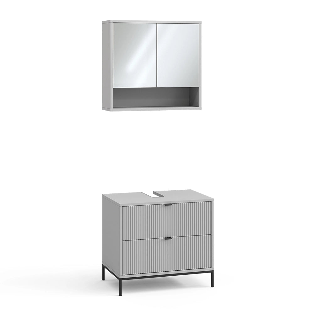 Vicco Set di mobili da bagno Grigio 2 parti