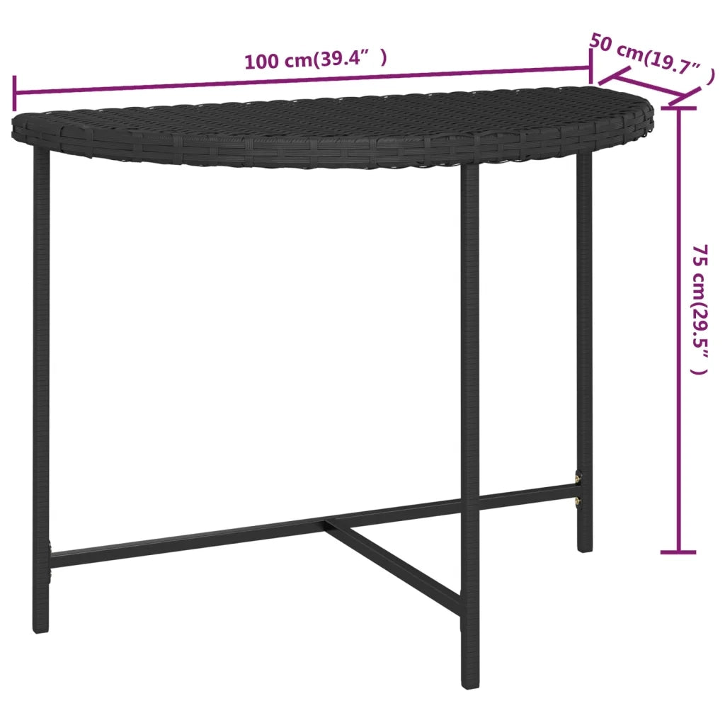 Tavolo da Giardino | Tavolino da esterno Nero 100x50x75 cm in Polyrattan