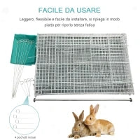 Recinto per Animali con Telo di Copertura in Acciaio con Porte, 220x103x103cm