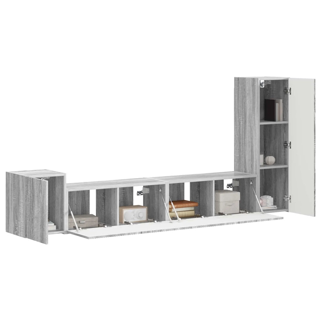 Set mobile TV 3 pz-Credenza per TV Grigio Sonoma Legno multistrato 893931