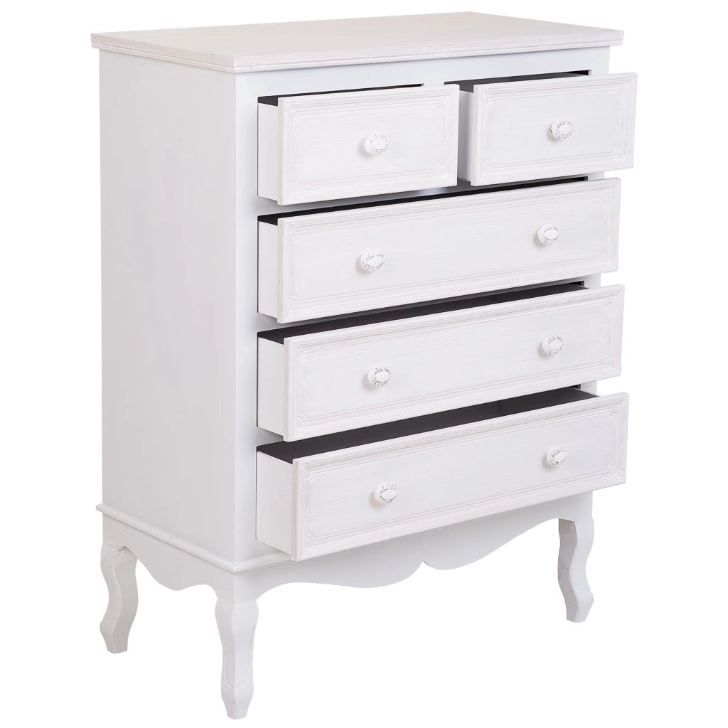 Cassettiera in legno bianco 80x40x105