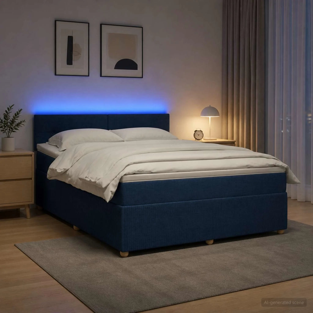 Letto box spring con materasso Blu 180 x 200 cm Tessuto 3452994
